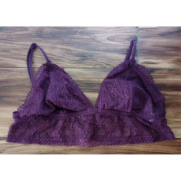 Victoria's Secret Triangle Bralette Size Large Lace Burgundy Wine   Adjustable - Picture 2 of 6